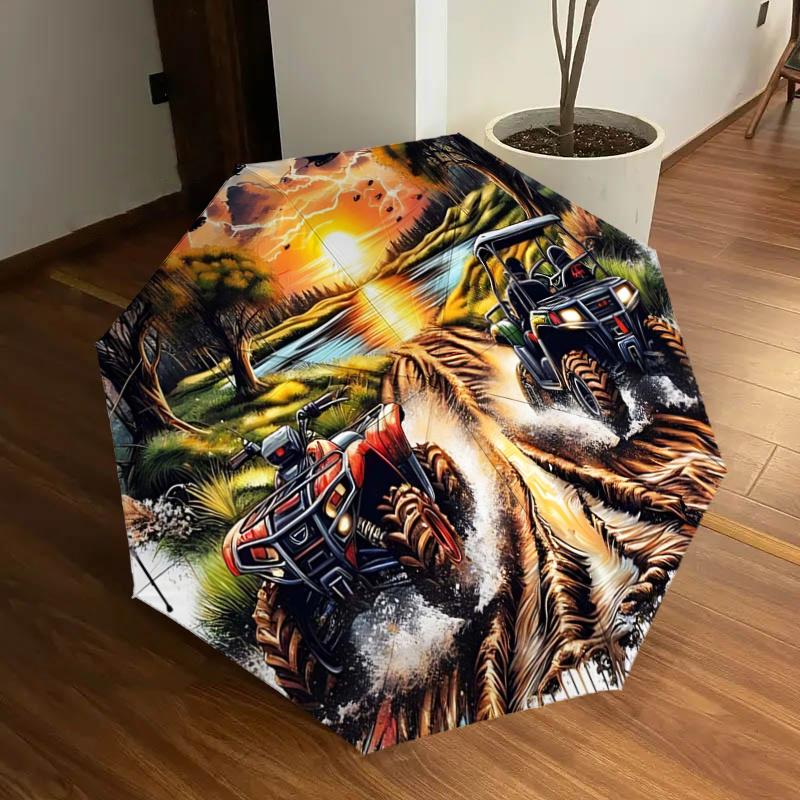 

Adventure Awaits: ATV Off-Road Adventure Print with Automatic Opening Folding Design, 8-Bone Iron Frame Outdoor Umbrella - Perfect Gift for