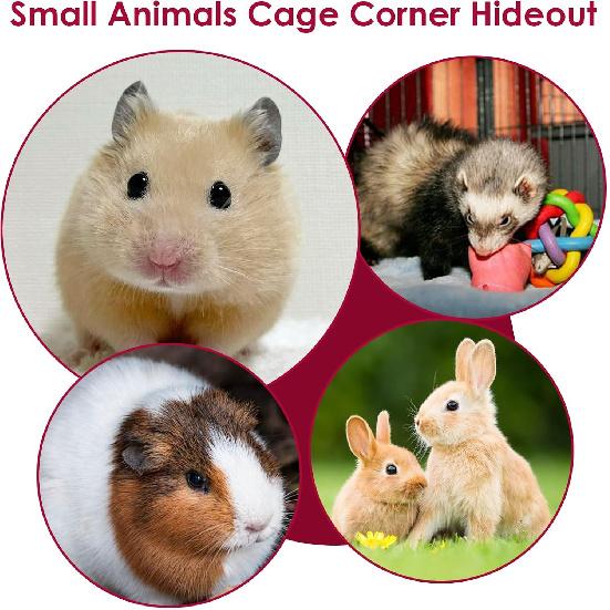 Forest Cage Corner Hideout, Pets Corner Hideout for Guinea Pigs, Rabbits, Ferrets, Chinchillas, Gerbils, Hedgehogs (Pink)