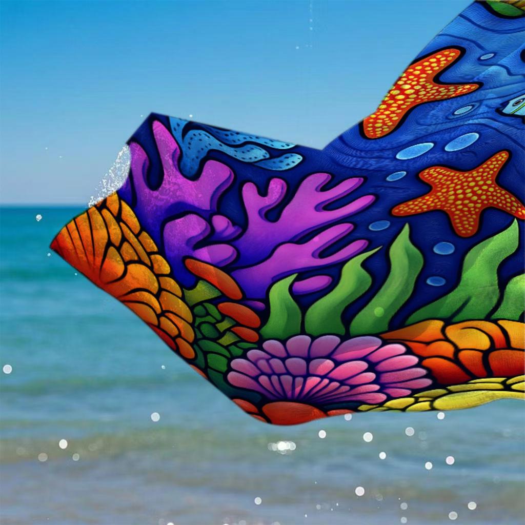 Lebendiges Unterwasserwelt Strandtuch Gemustert Sonnenschutz Und Winddicht Geeignet Für Schwimmbad Camping Reise Decke