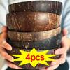 Boluri din nucă de cocos naturală și seturi de linguri din lemn Boluri reutilizabile din coajă de nucă de cocos pentru desert Iaurt Salată de fructe Veselă de bucătărie