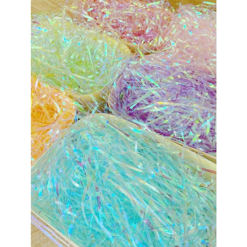 Iridescent Raffia Filler Gift Box Packaging, Valentine's Day, Easter Plastic Raffia Filler Silk Birthday Gift Box Favor Bag Decor Filler Valentine Day