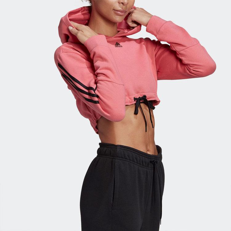 adidas Drei Streifen Farbblock Cropped Hoodie Damen Hoodies Rosa H47481