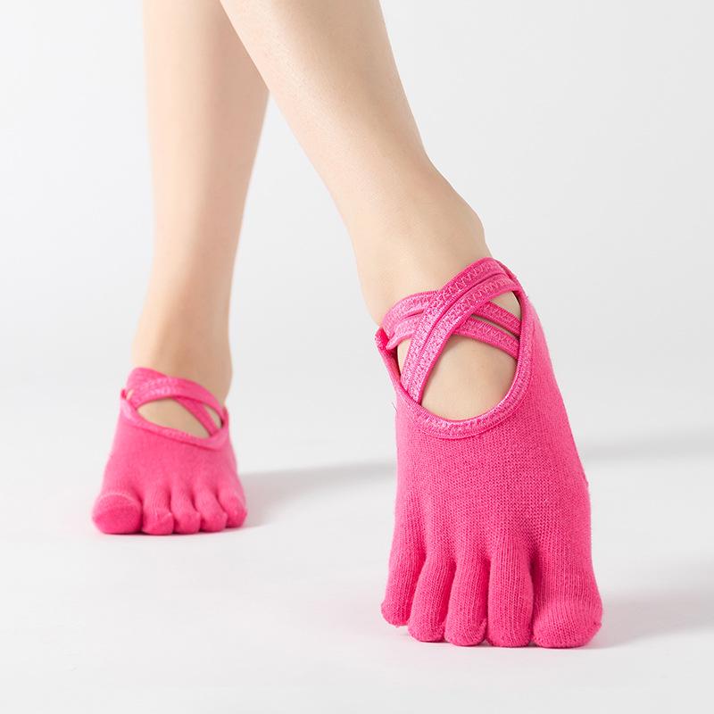 Women's Spring and Autumn Thickened Yoga and Fitness Floor Silicone Anti Slip Five Finger Socks