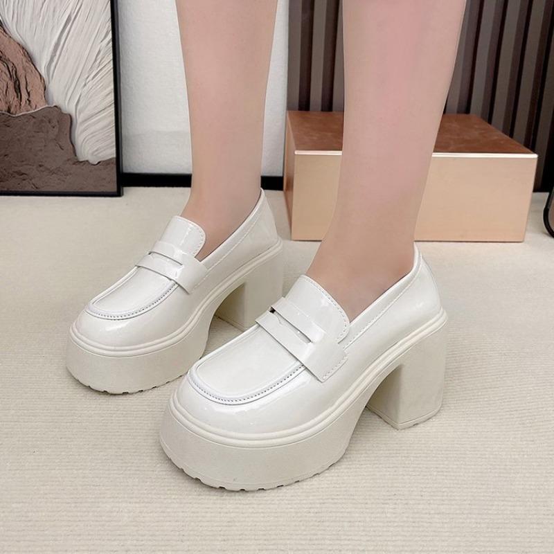 Small Leather Shoes Women's Spring and Autumn New Thick-soled Black Muffin Thick Heel One-pedal Single Shoes