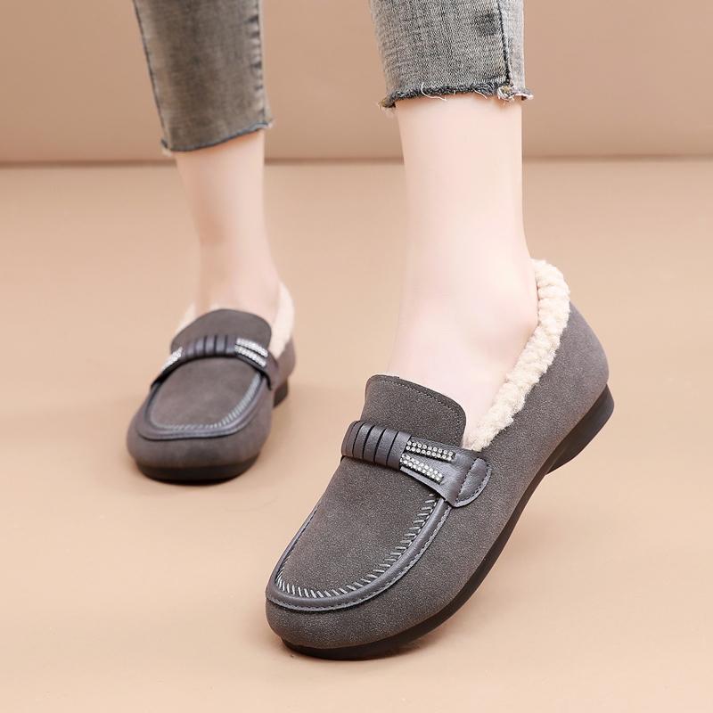 Zimní ploché boty Teplé odolné boty Ležérní móda Kožešina Podšívka Kotníkové boty do sněhu Mokasíny Platforma Silné plyšové boty pro ženy