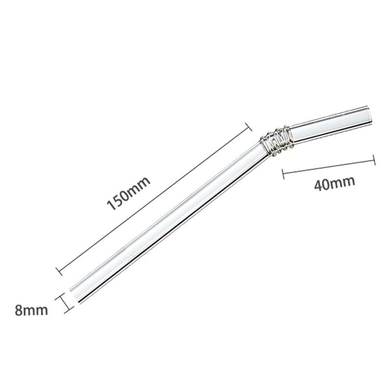 Trinkhalme aus Borosilikatglas, hitzebeständig, mit langem Rohr und gebogenem Kopf, umweltfreundlich