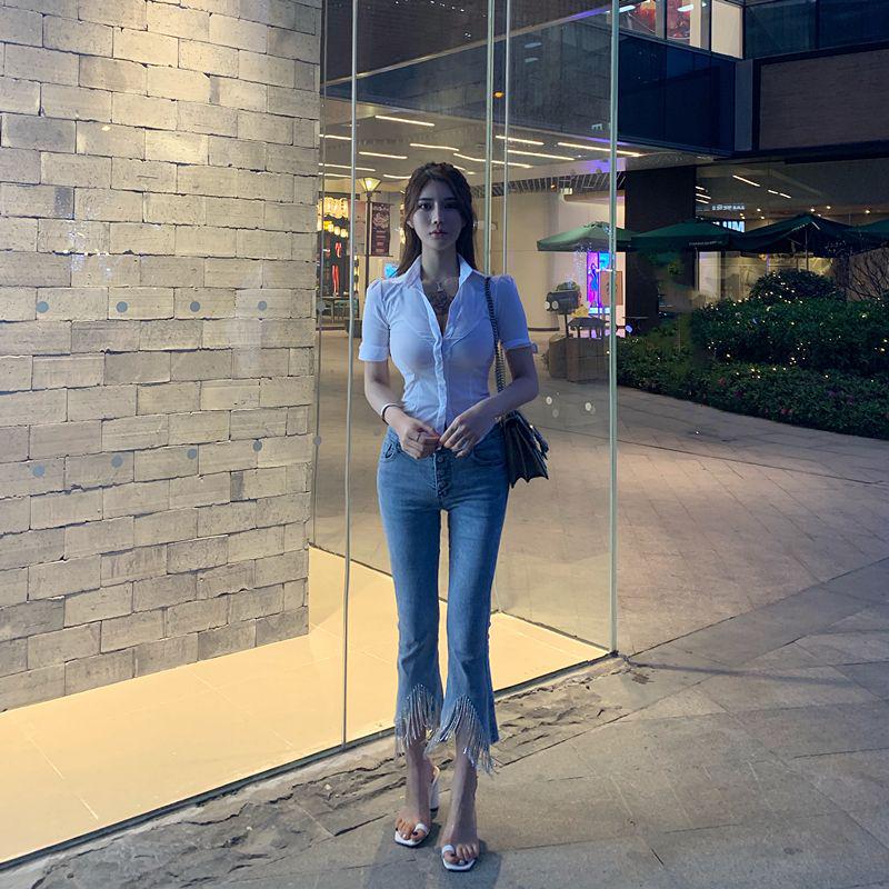 Chic Slim Fit White Shirt - Versatile Hot Girl Style