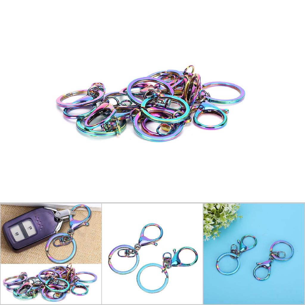 9pcs Household Colorful Iron Keyring Key Chain Clips DIY Bag Purse Jewelry Supplies