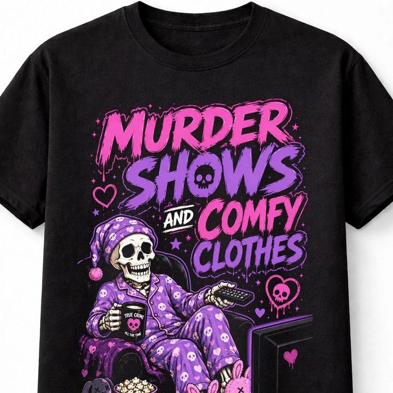 Murder Shows True Crime Skeleton Funny Graphic Unisex TShirt S