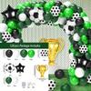 128PCS Football Balloon Wreath Kit - Green, White and Black Arches for Sports Parties, Birthdays, Etc. - Indoor/outdoor Decor