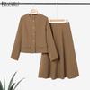 Women Long Sleeve Blouse and Skirts Casual Two Piece Suit Sets
