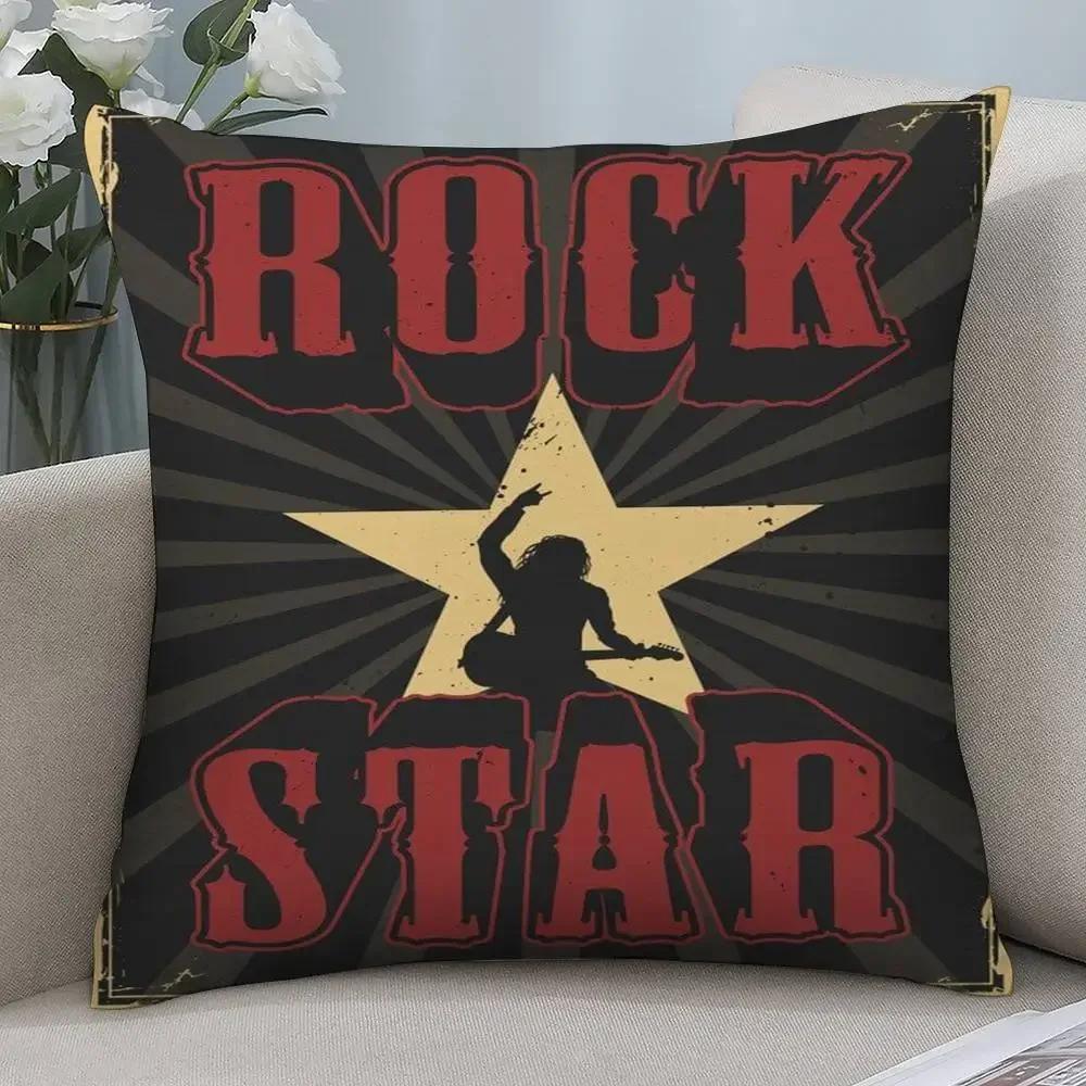Vintage Rock Music Pillow Case Short Plush Double-sided Print Square Throw Pillow Covers Sofa Home Cushion Decor