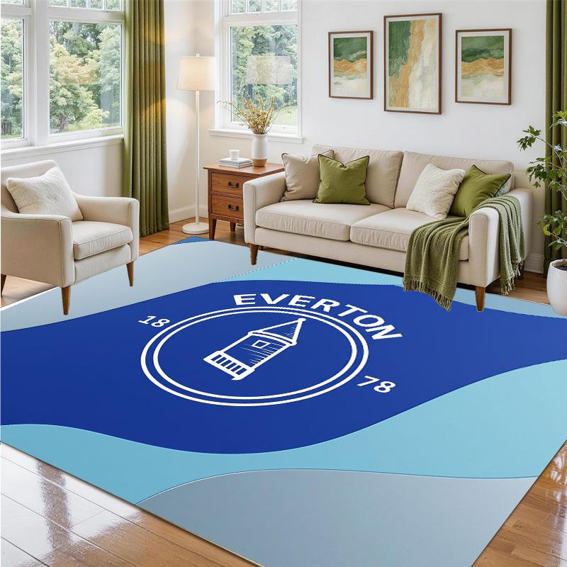 Everton Football Design Crystal Velvet Rug Soft Decorative Mat for Bedroom Entrance