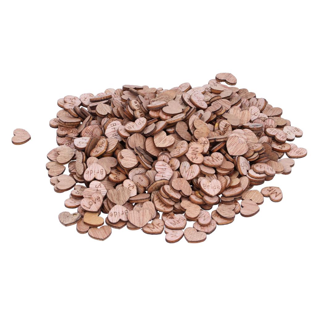 500 Stück Herzform Chips Holzmaserung Scheibe Dekoration DIY Handgefertigt Scrapbook Basteln