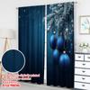 2pcs 2D flat printing Happy Christmas Scene Curtains Christmas Ornament Blue Bauble Digital Printed Polyester Drapes Festive