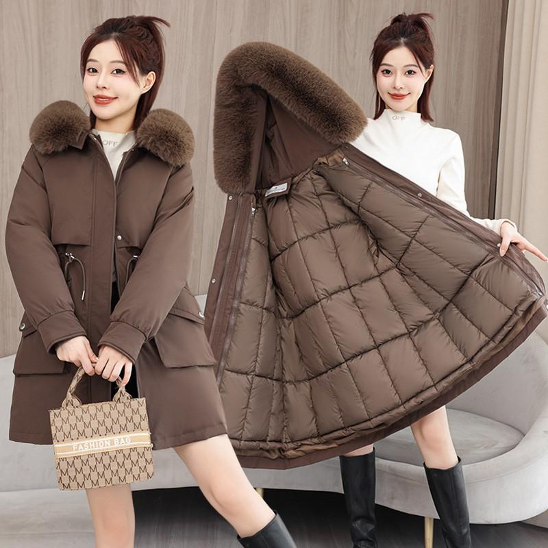 Womens Mid-Length Winter Parka Removable Liner Thick Warm Slim Fit Coat