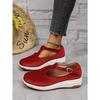 Scarpe da Donna Taglia Larga, Punta Tonda, Slip-On, Suola Spessa, Cinturino con Fibbia, Scarpe Casual Comode