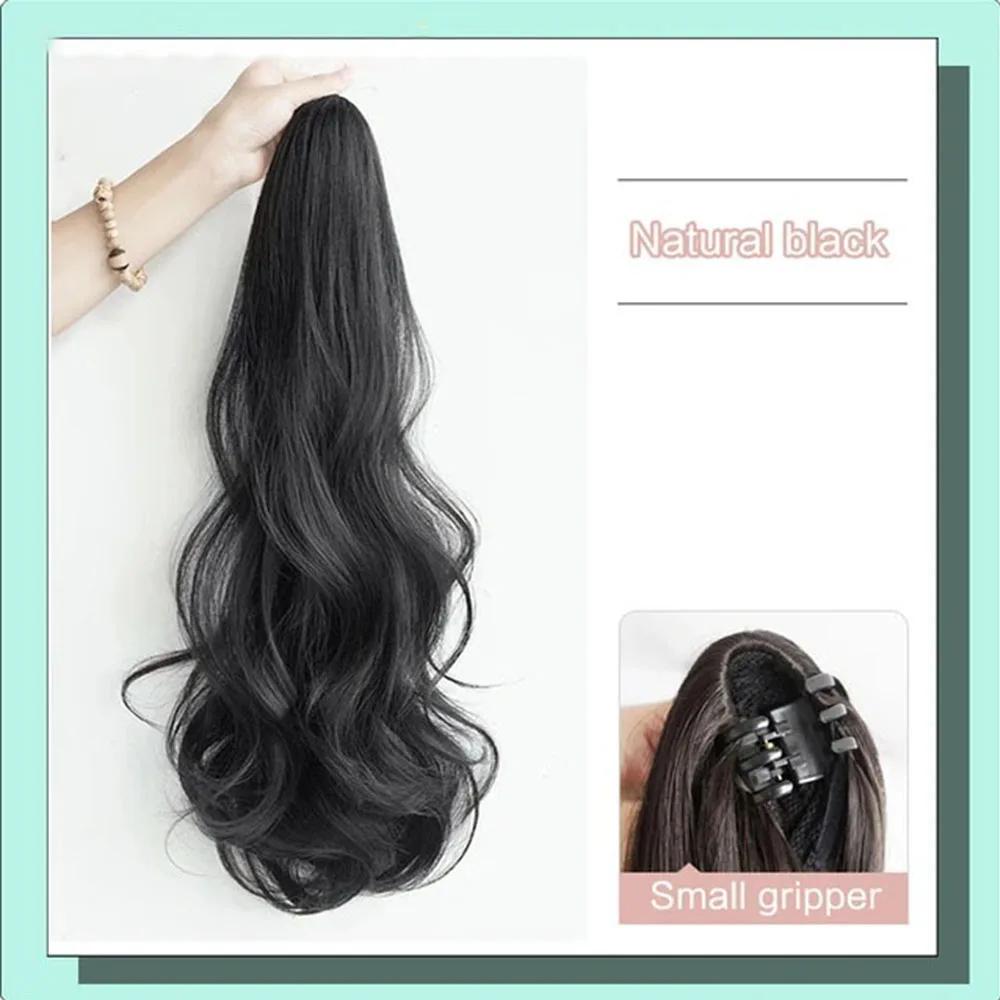 Synthetic Long Straight Claw Clip On Ponytail Hair Extensions 50cm Heat Resistant Pony Tail Hair Piece For Women Daily Party
