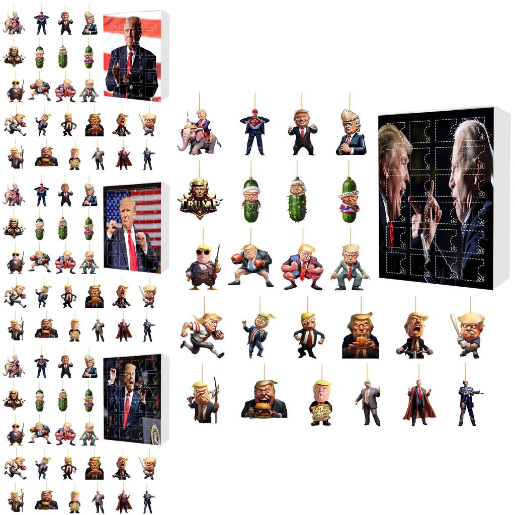 Unique Acrylic Christmas Countdown Calendar With 24 Fun Trump Blind Box Gifts For Festive Celebrations