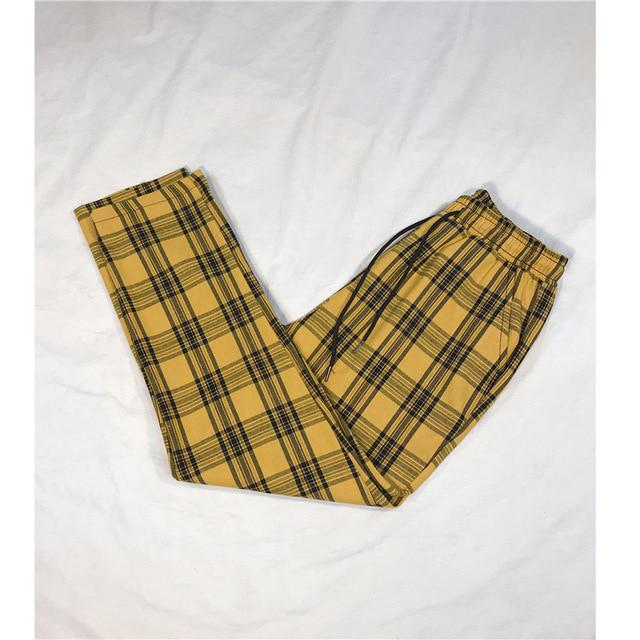 plus size yellow plaid pants