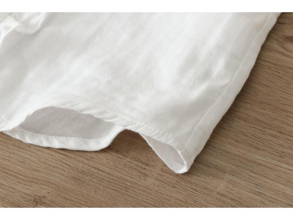 Japanese Stand Collar Double-Layer Cotton Gauze Women's Long-Sleeve Shirt - Loose, Versatile, Slimming Design