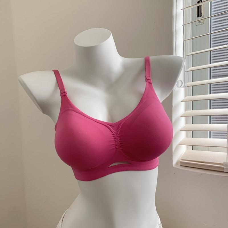 Women Pink Hollow Out Wireless Seamless Comfort Bra S розовый