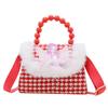 Cute Red Princess Style Children's Coin Bag With Charming Bow And Cartoon Design