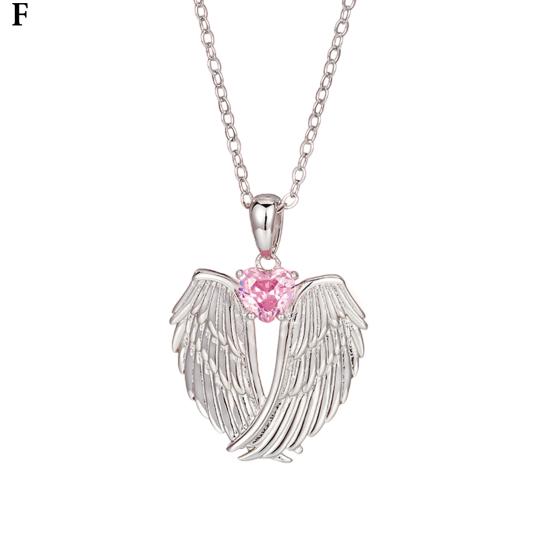Englevinger Halskjede Rhinestone Klem Voktervinger Anheng Halskjede Zirkon Fødselssteinsmykker