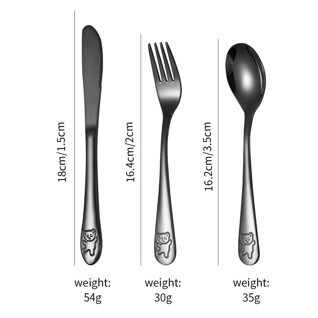 Hot-selling Stainless Steel Bear Tableware, Knives, Forks and Spoons Set, Love Baby Spoon and Fork, Children's Steak Knives and Forks 4pcs