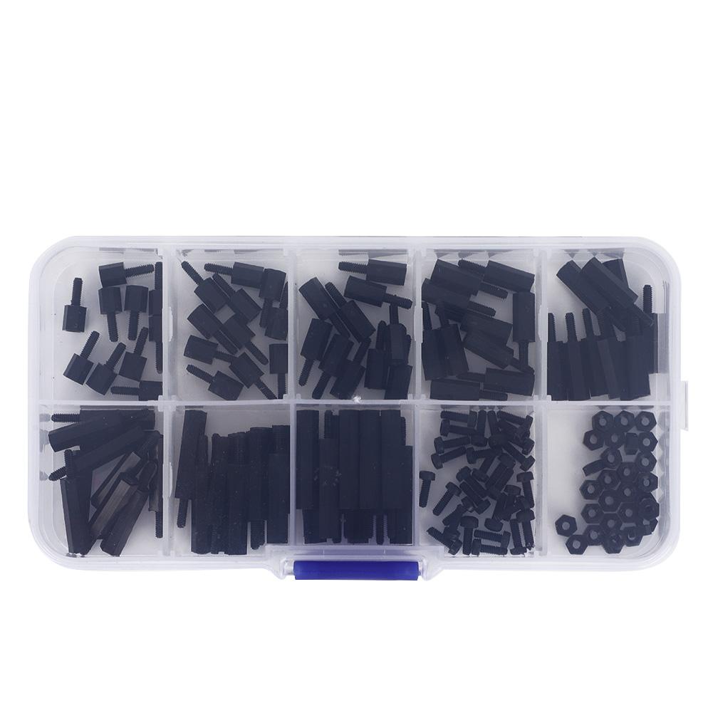 140 stuks doos M2 Nylon Ronde Kop Schroef Zeskantmoer Man Vrouw Afstandhouder Assortiment Kit(Wit )