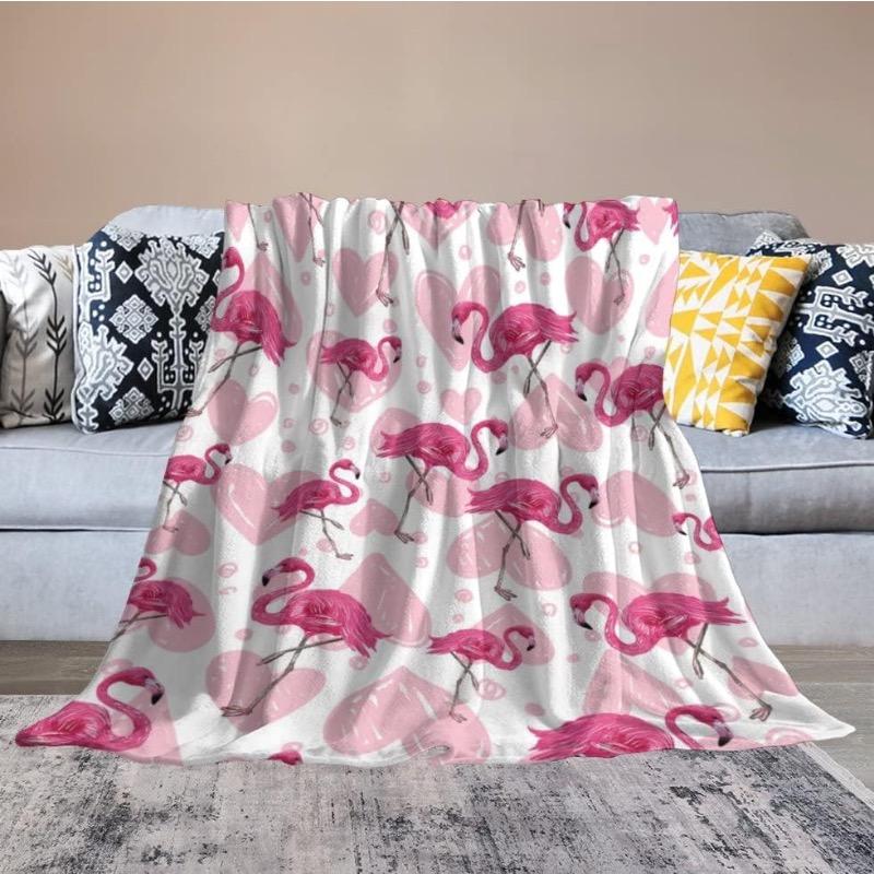 Flamingo Blanket Gifts - Cute Flamingo Throw for Kids - Light Pink Cozy Fuzzy Plush Blankets for Sofa