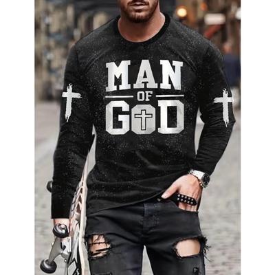 Stylish MAN OF GOD Graphic Sweatshirt - Soft, Loose Fit, Round Neck, Trendy Pullover Design - Autumn Winter Essential for Mens Casual Clothing