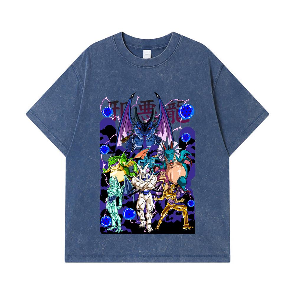 275 GSM Washed T-shirts 100% Cotton Dragon Ball V38 Dragons Print Unisex Heavy Cotton T Shirt
