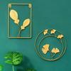 Creative Fashion Nordic 24cm Iron Wall Hanging Ornament Gold Picture Frame Ginkgo Leaf Palm Tree Wall Background Decor Room Home