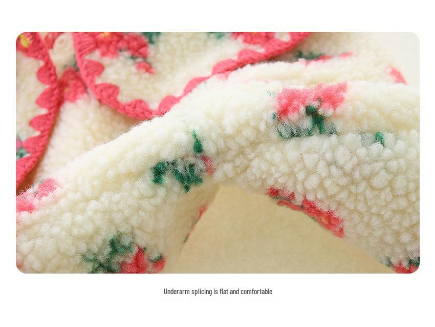 Baby Girl Fleece-Lined Lambswool Onesie: Autumn & Winter Warm Outerwear