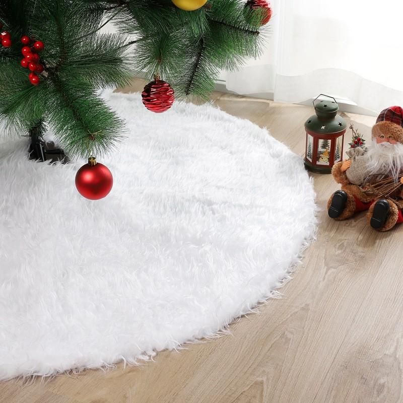 Christmas Pure White Plush Tree Skirt Holiday Decoration