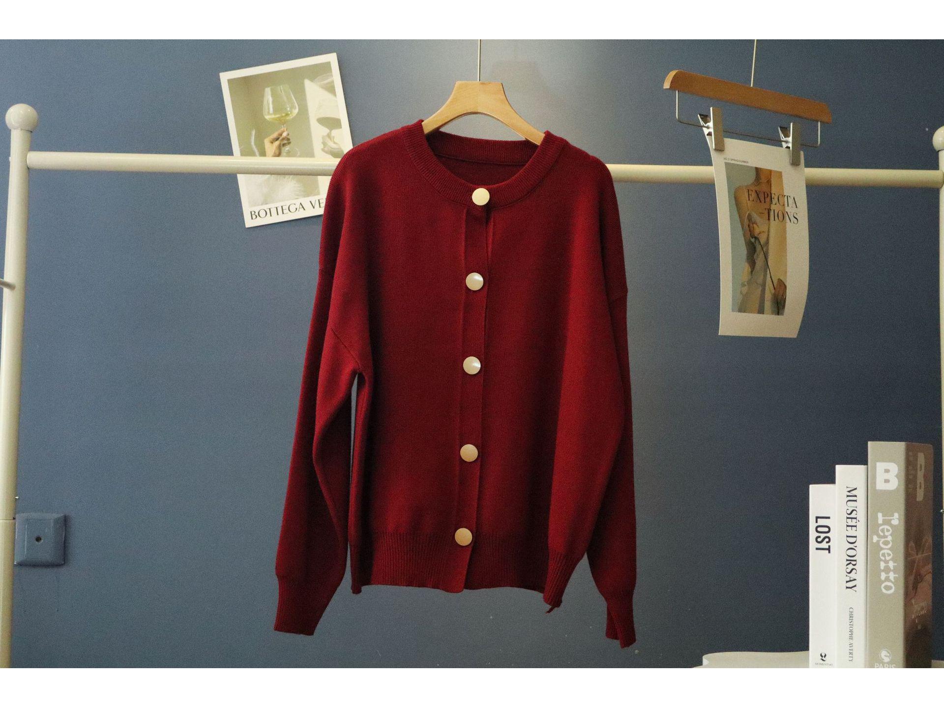 

Women s Plus Size Winter Round Neck Girly Cardigan - Comfortable, Casual, Loose, Slimming Knitwear One Size (60-90 kg) кирпич красный