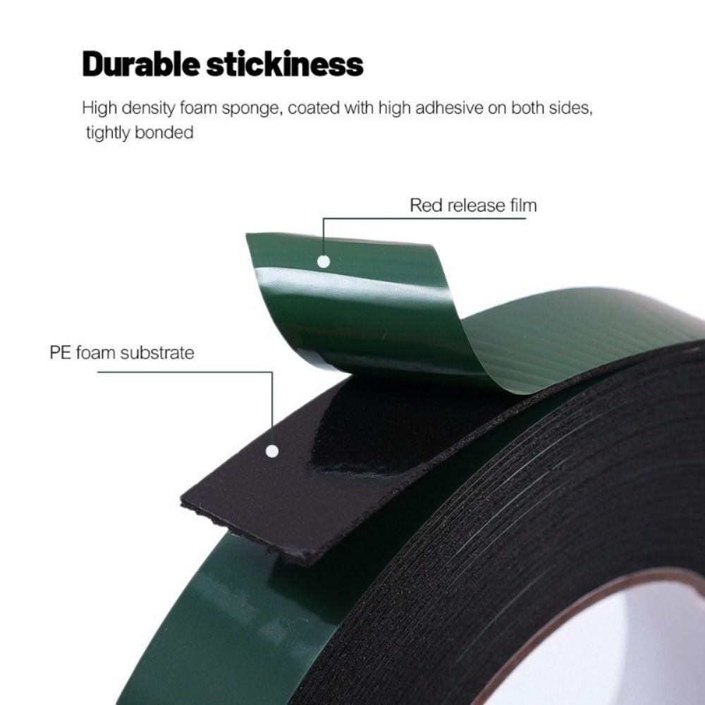 10M/Roll Strong Self Adhesive PE Foam Tape Green Film Black Fixed Pasted Tapes Double Sided Tape