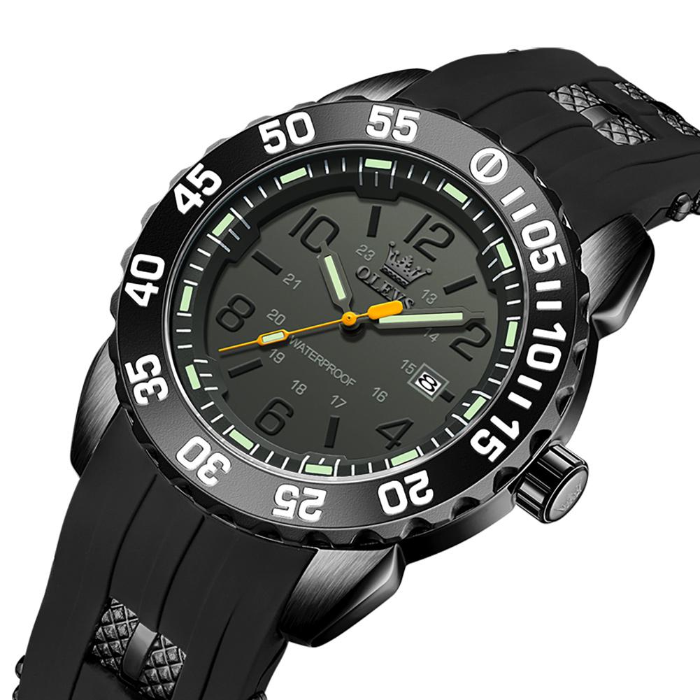 OLEVS Berühmte Marke Sport Silikonarmband Militäruhr für Herren Wasserdicht Leuchtend Mode Quarzuhren