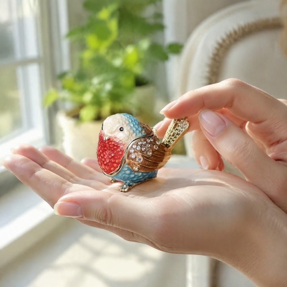 Mini Size Metal Hinged Jewelry Box Metal Material Animal Statue Jewelry Holder Vanity Display