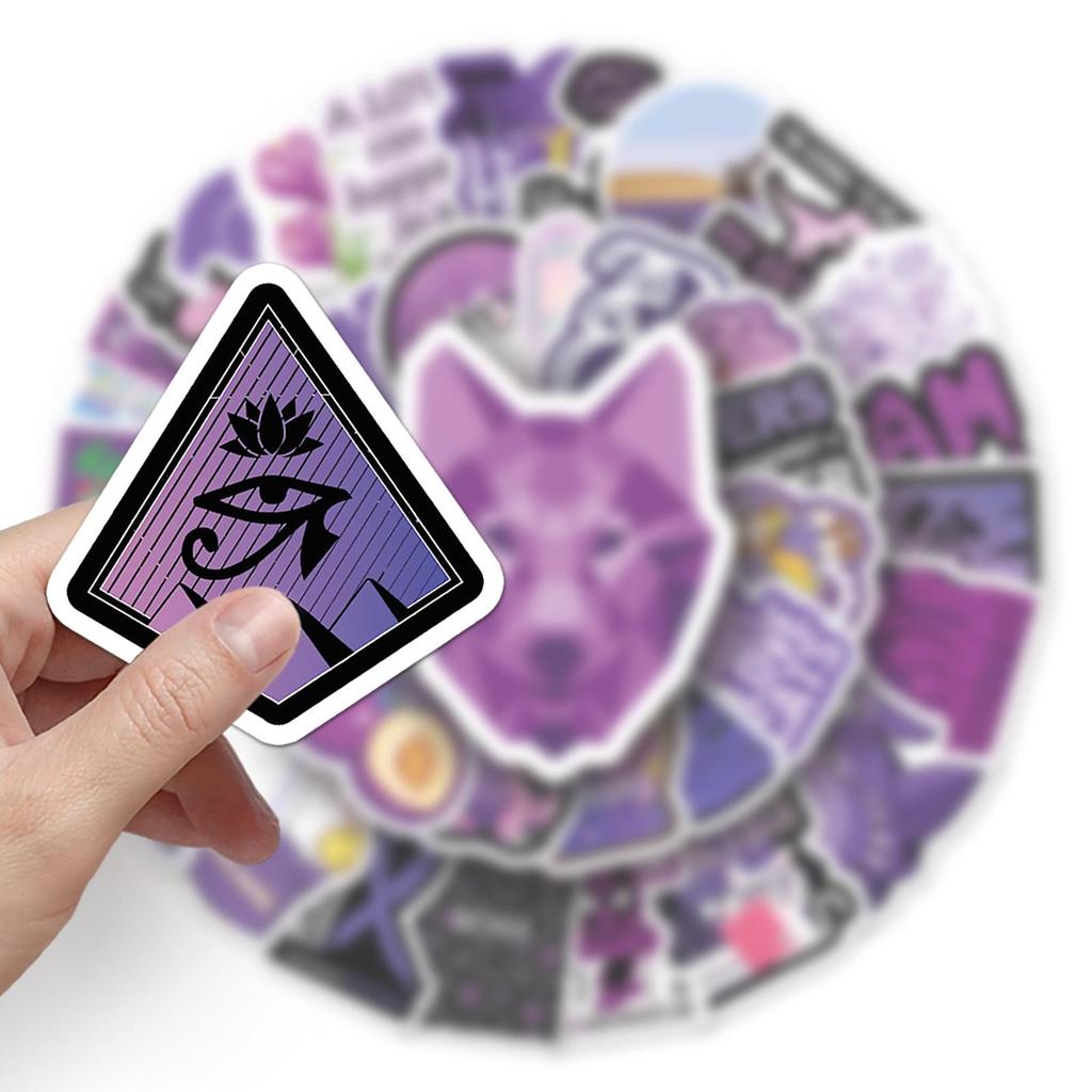 64 Unique Waterproof Purple Stickers for Scooters, Suitcases, Cars, and Phones