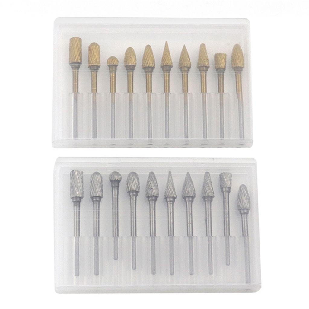 Set of 10 Alloy Steels Grinding Head Double Cut Rotary Burrs Grinder Bits for Precisions Metal and Woodworking Tasks