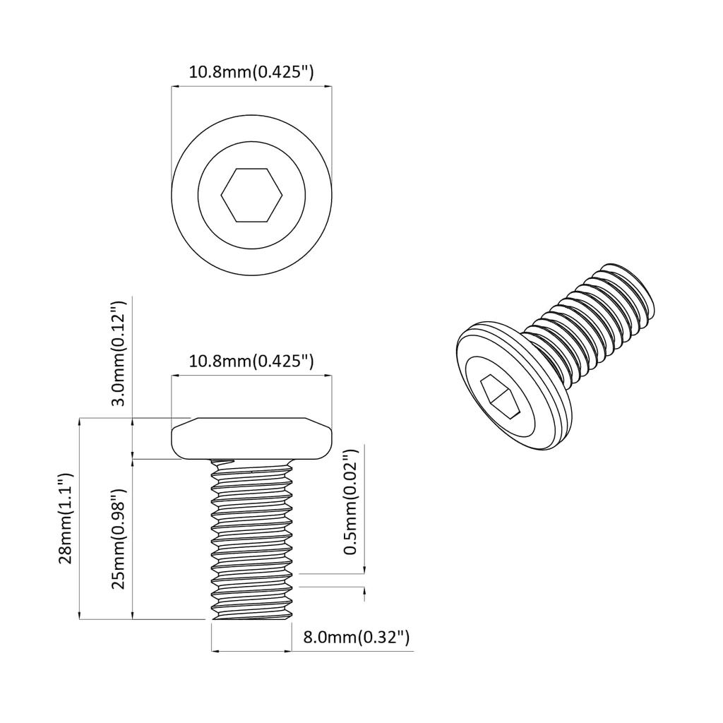 Screw 12 Pcs Silver 8 X 25 Mm Steel