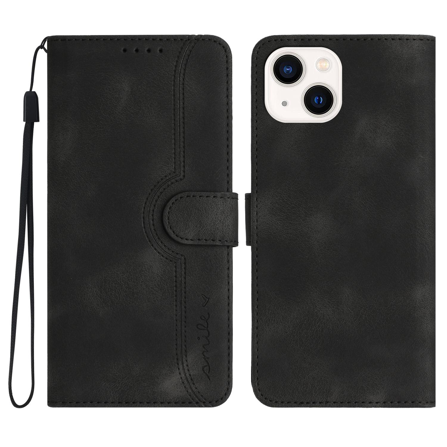 

YX003 For iPhone 15 Plus Leather Wallet Stand Shell Full Protection Imprinted Phone Case Black
