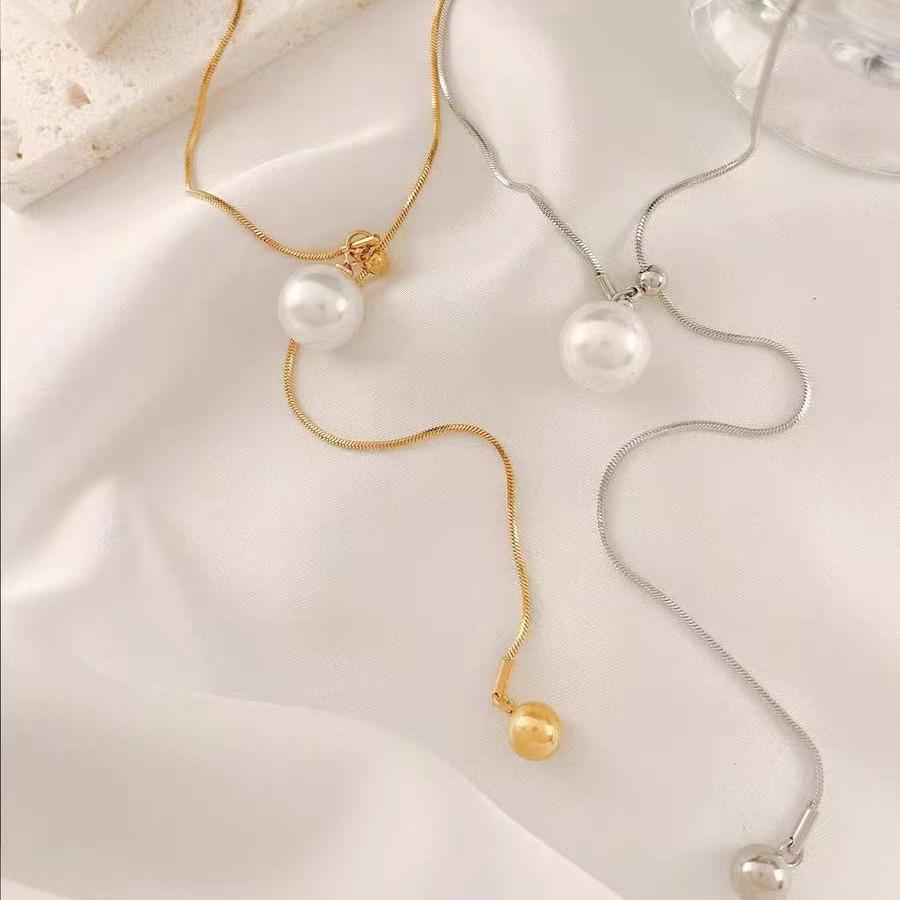 Ins Highlight Pearl Temperament Long Necklace Pendant Sweater Chain Pull Adjustable Fashionable Neck Chain Accessories
