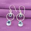 Sky Blue Topaz Stone Sterling Silver Mothers Day Wedding Dangle Hook Earrings EE-140-14