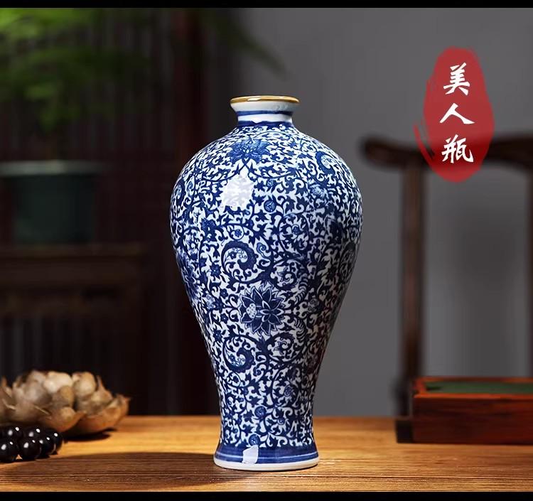 23cm/Chinese Jingdezhen Ceramics Blue White Porcelain Flower Vase Ornaments Home Livingroom Decoration Study Room Furnishing Cra