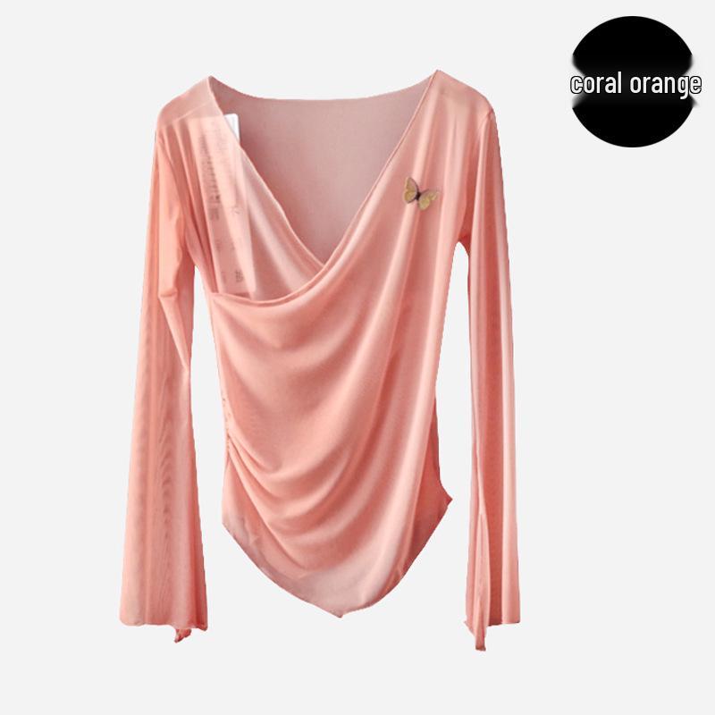 Adult Women's Ethnic Dance Butterfly Gauze Top for Modern and Classical Dance