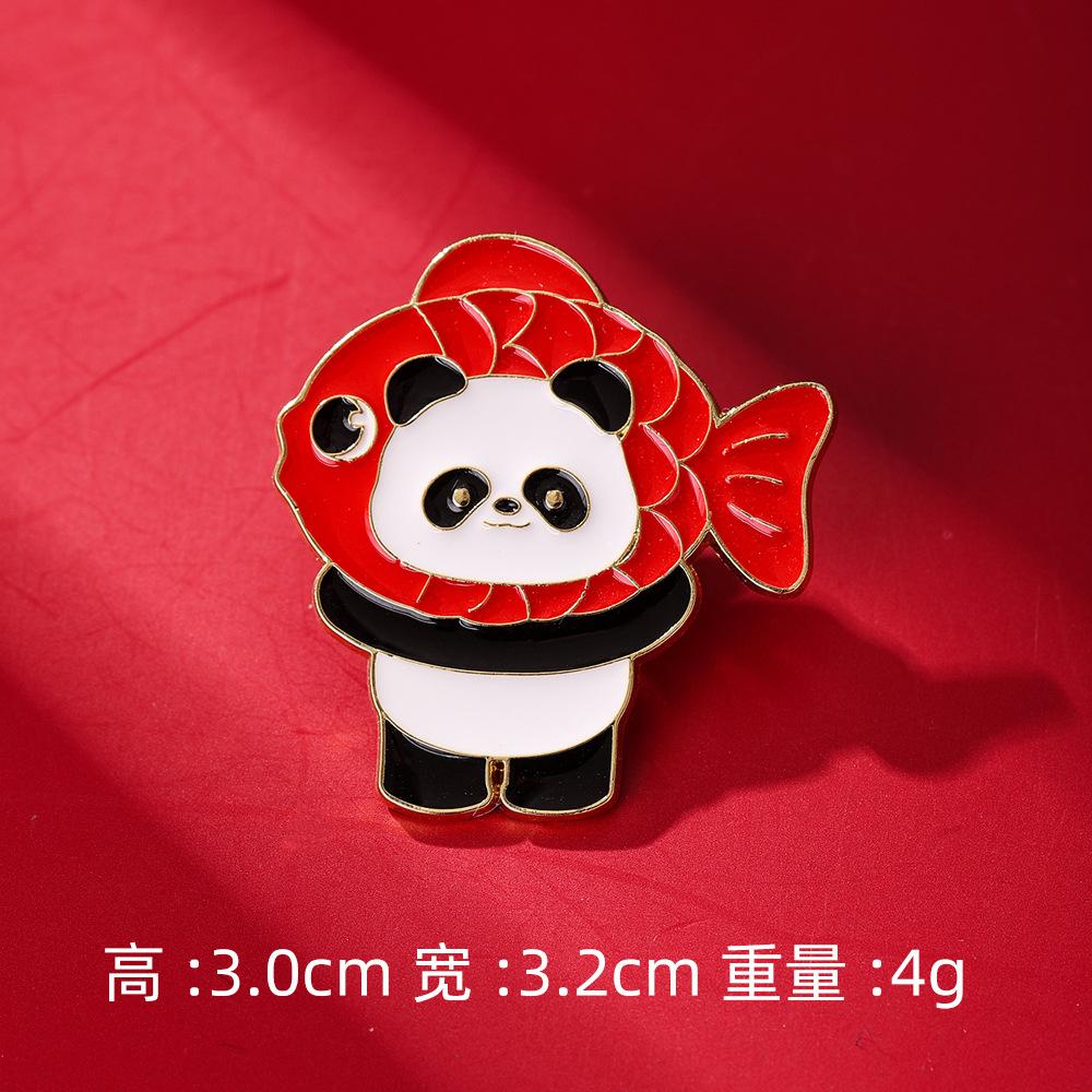 New Year's Badge Cute Animal Panda Spring Festival Brooch Auspicious Fortune Happy Character Activity Supplies Gift Accessories