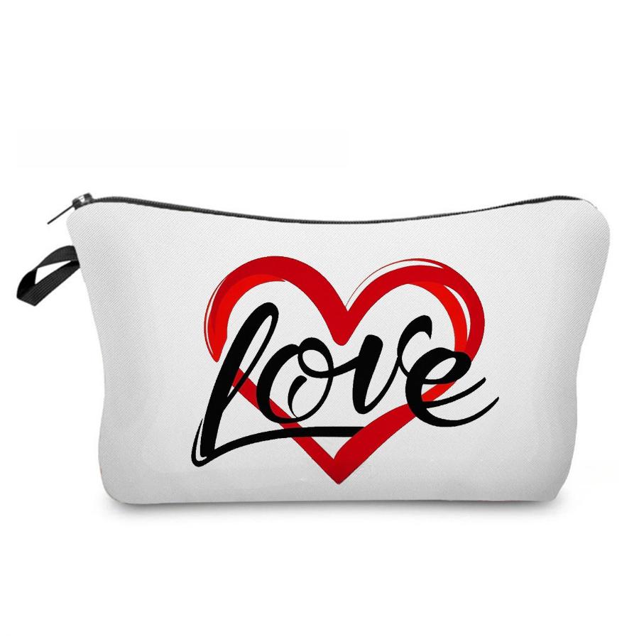 Damen Liebe Druck Kosmetiktasche Toilettenartikel Organisieren Reise Aufbewahrungskoffer 6968